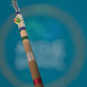 Bamboo Flute with peacock feather