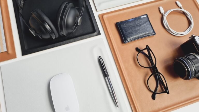 Desk with travel personal accessories