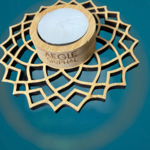 Bamboo Tea Light Holder with Bamboo Base - Mandala Art