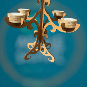 Bamboo Aaradhya Tealight Stand with 4 Diyas Candles